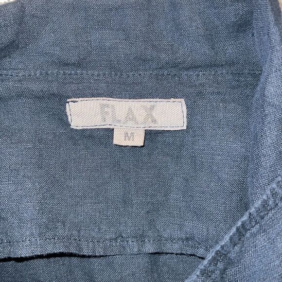 Flax Navy Linen 3 Button Blazer Jacket Lagenlook sz M Medium Pockets - Picture 4 of 8